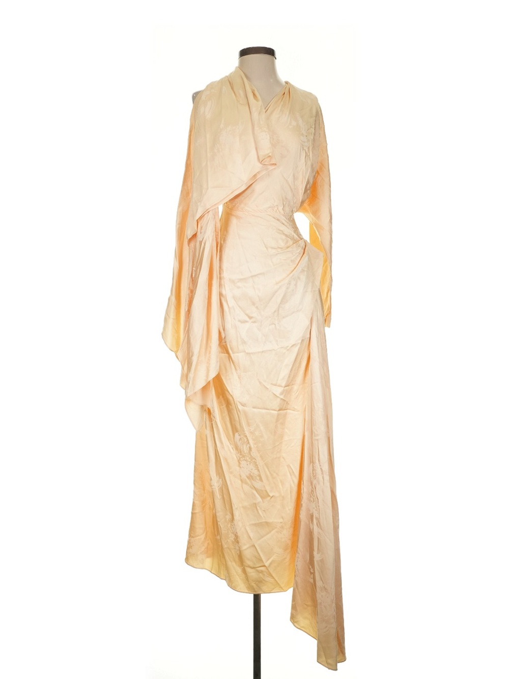 Elegant Ivory-Cream Draped Evening Dress